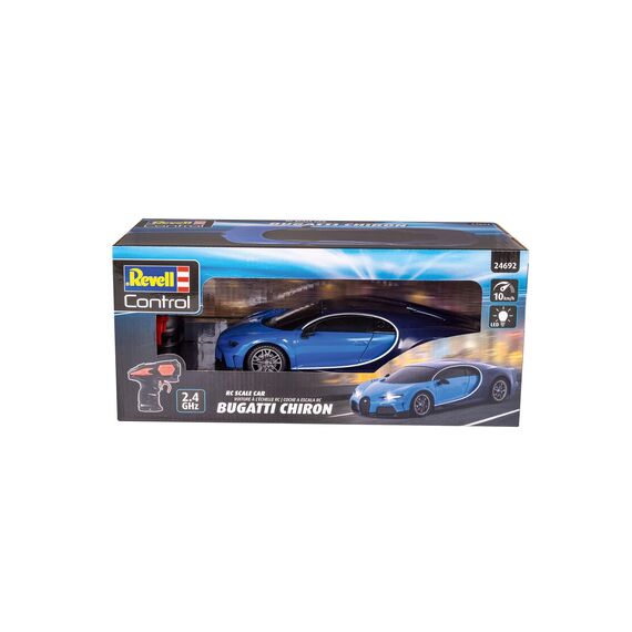 Revell Control I RC Scale Car Bugatti Chiron I Maßstab 1:24 I 2.4 GHz Fernsteuerung I LED-Frontbeleuchtung I Geschwindigkeit 10 km/h I Länge 198 mm I Ab 8 Jahren