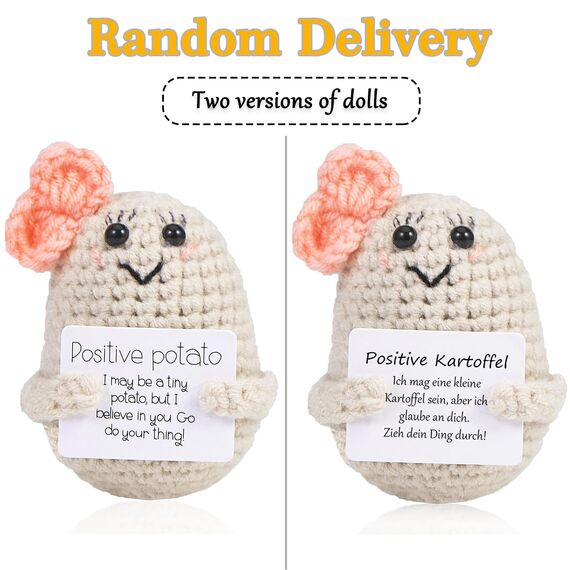 XBOCMY Pocket Hug Positive Kartoffel, Kreative Strickwolle Kartoffel Puppe, Mutmacher Geschenk, Geschenke für Frauen, Einschulung Geschenk