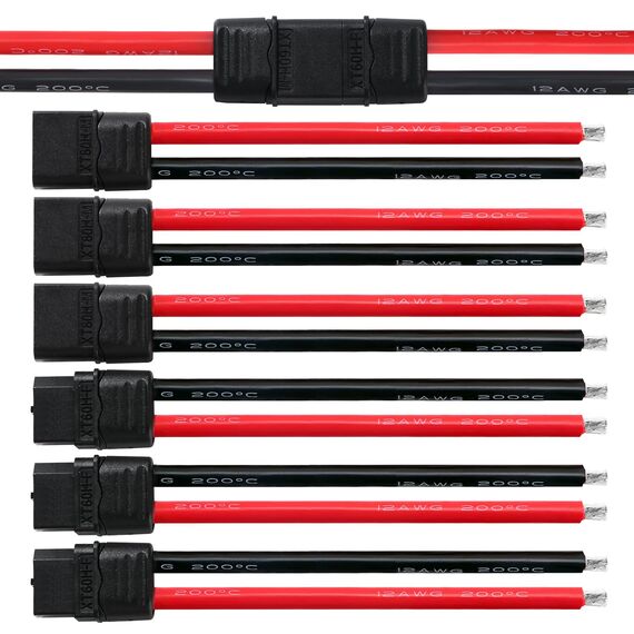 YIXISI 3 Paar XT60 XT60H Stecker Männlich Weiblich Stecker, XT60H Plug Male Female Connector mit Mantel Gehäuse Stecker, mit 100mm 12AWG Silikondraht, für RC Lipo Batterie FPV Drohne, Schwarz
