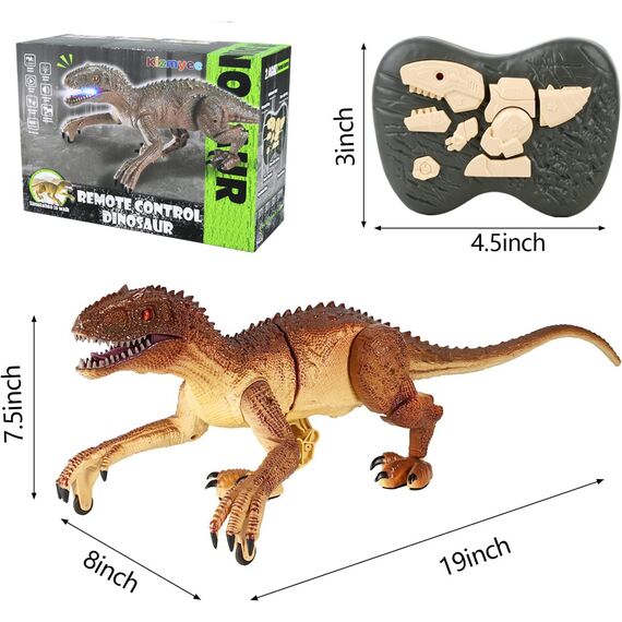 Kizmyee Dinosaurier Spielzeug, Dino Ferngesteuertes Velociraptor für Kinder, Realistische Gehbewegungen, Brüllt, Leuchtende Augen und Kopfschütteln, Kindergeburtstag Geburtstag Geschenke für Kinder