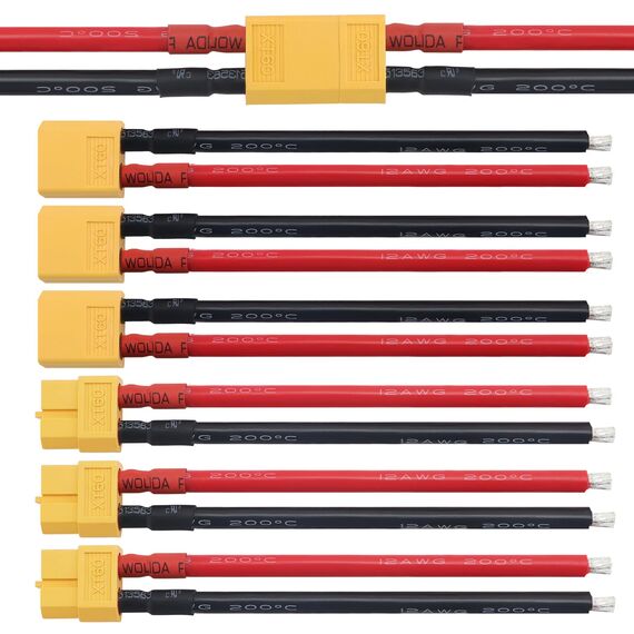 YIXISI 3 Paar XT60 Stecker Männlich Weiblich Stecker, XT60 Plug Male Female Connector mit 100mm 12AWG Silikondraht, für RC Lipo Batterie FPV Drohne