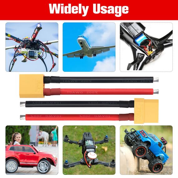 YIXISI 2 Paar XT90 Stecker Männlich Weiblich Stecker, XT90 Plug Male Female Connector mit 100mm 10AWG Silikondraht, für RC Lipo Batterie FPV Drohne