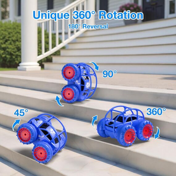 ifollower Direktladung Ferngesteuertes Auto, 15km/h 4WD Amphibienfahrzeug Stunt Auto, 2.4GHZ 360° Drehung Buntem LED-Licht Monstertruck Offroad Spielzeug, Geschenke für Kinder ab 3 Jahre