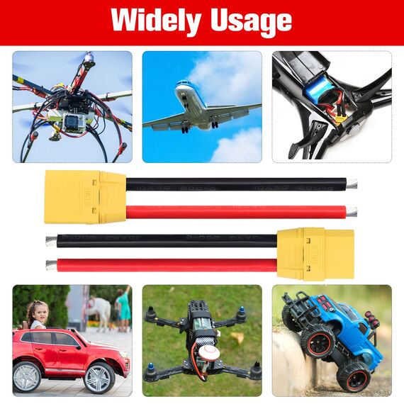 YIXISI 2 Paar XT90 Stecker Männlich Weiblich Stecker, XT90 Plug Male Female Connector mit Mantel Gehäuse Stecker, mit 100mm 10AWG Silikondraht, für RC Lipo Batterie FPV Drohne