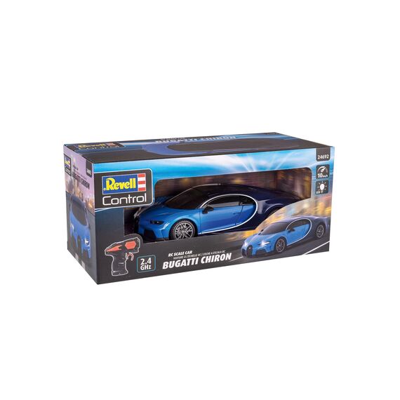 Revell Control I RC Scale Car Bugatti Chiron I Maßstab 1:24 I 2.4 GHz Fernsteuerung I LED-Frontbeleuchtung I Geschwindigkeit 10 km/h I Länge 198 mm I Ab 8 Jahren