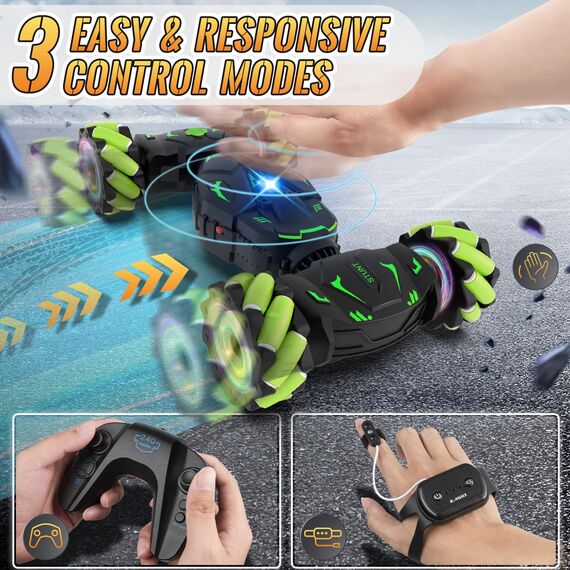 Pristar Ferngesteuertes Auto 1:14 RC Remont Control Car Drift Spielzeug 2,4 GHz 360 Drehung Handgeführtes Stunt Drift 4WD Ferngesteuert Auto mit Handsteuerung Geschenk Junge Kinder ab 5 6 8 9 10 Jahre