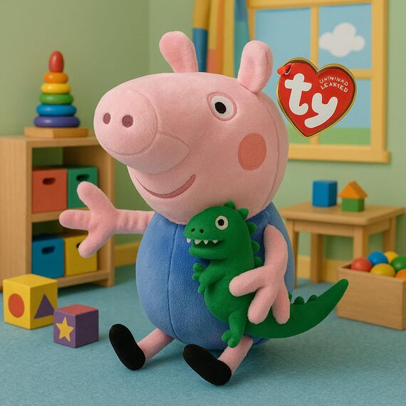 TY George Plüschtier, weicher Teddy für Kinder, sammelbares Baby-Stofftier, hochwertige, kuschelige Geschenkidee für Jungen und Mädchen, 15 cm, Rosa