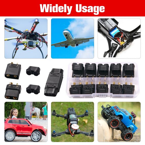 YIXISI 5 Paar XT90 Batterie Anschlüsse, XT90 Männlich Weiblich Stecker Buchse, XT90 Mantelgehäuse Stecker, für RC Lipo Akku, Schwarz