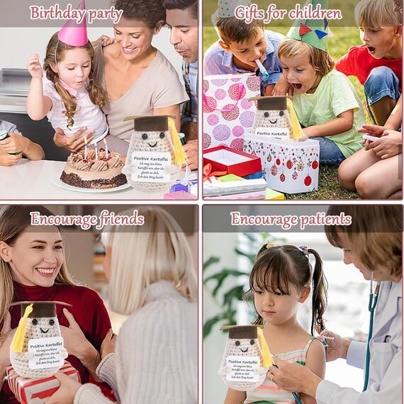 XBOCMY Pocket Hug Positive Kartoffel, Kreative Strickwolle Kartoffel Puppe Glücksbringer, Glücksbringer für prüfung, Studenten Einschulung, Mutmacher Geschenk