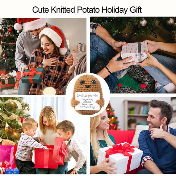 XBOCMY Pocket Hug Positive Kartoffel, Kreative Strickwolle Kartoffel Puppe, Mutmacher Geschenk, Geschenke für Frauen, Einschulung Geschenk