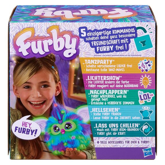 Furby Galaxy, leuchtet im Dunkeln, interaktives Plüschspielzeug - Deutsche Fassung, Silber/Blau/Lila