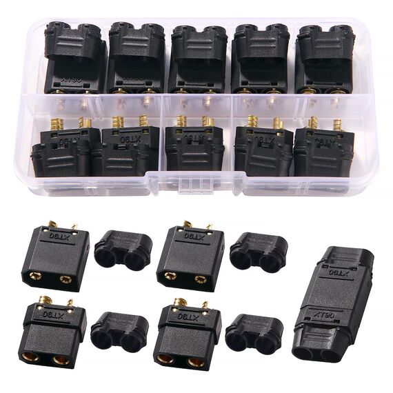 YIXISI 5 Paar XT90 Batterie Anschlüsse, XT90 Männlich Weiblich Stecker Buchse, XT90 Mantelgehäuse Stecker, für RC Lipo Akku, Schwarz