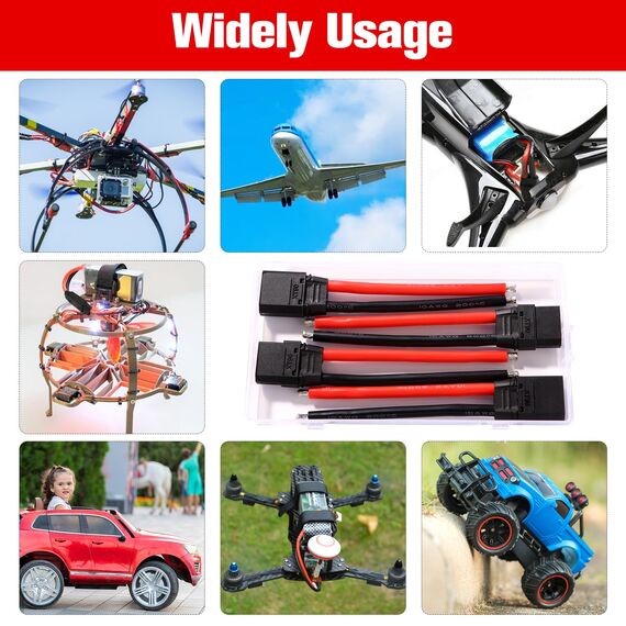 YIXISI 2 Paar XT90 Stecker Männlich Weiblich Stecker, XT90 Plug Male Female Connector mit Mantel Gehäuse Stecker, mit 100mm 10AWG Silikondraht, für RC Lipo Batterie FPV Drohne, Schwarz