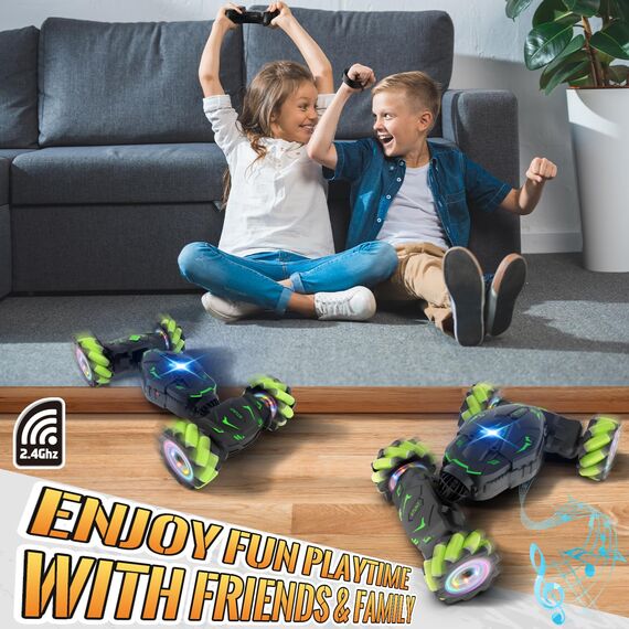 Pristar Ferngesteuertes Auto 1:14 RC Remont Control Car Drift Spielzeug 2,4 GHz 360 Drehung Handgeführtes Stunt Drift 4WD Ferngesteuert Auto mit Handsteuerung Geschenk Junge Kinder ab 5 6 8 9 10 Jahre