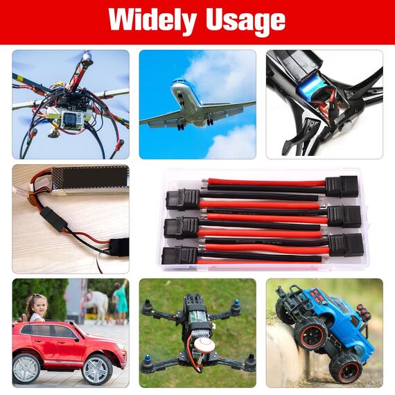 YIXISI 3 Paar XT60 XT60H Stecker Männlich Weiblich Stecker, XT60H Plug Male Female Connector mit Mantel Gehäuse Stecker, mit 100mm 12AWG Silikondraht, für RC Lipo Batterie FPV Drohne, Schwarz