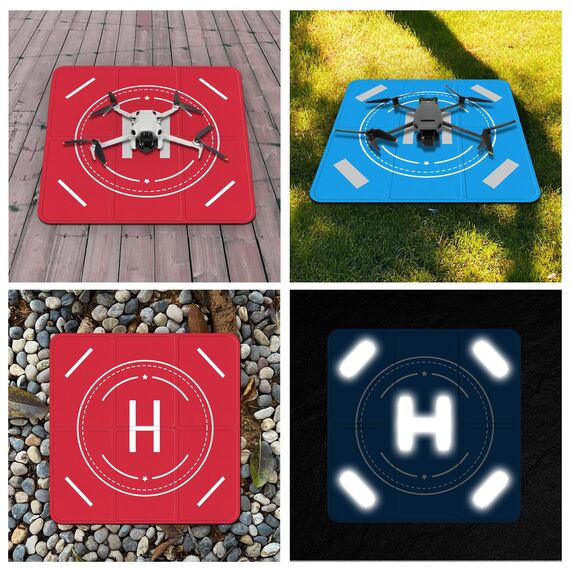 FPVtosky Nachts reflektierende Drohnen-Landeplattform,Groß, 25,2" (64 cm),Schnell faltbar,Gewichtet für DJI Mavic 3/Mini 4 Pro/Air 3S/Avata2/FPV/Phantom Drohnen,Universal Drohnen Zubehör