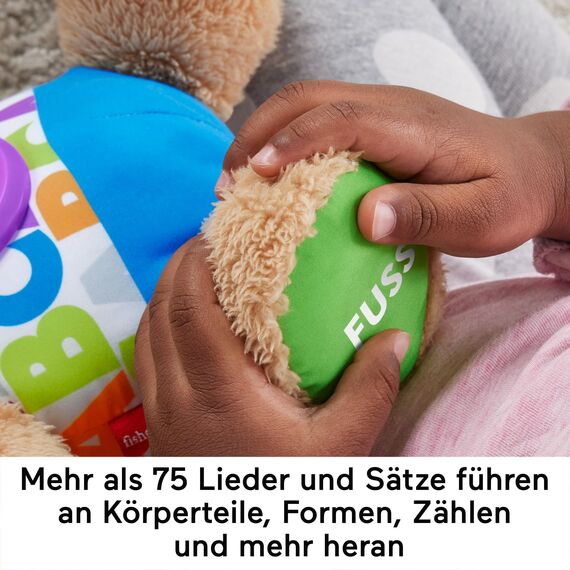 Fisher-Price Lernspaß-Hündchen mit drei Stufen, sprechendes Kuscheltier mit Musik als Kinderspielzeug und Baby Spielzeug, Interaktiver Teddybär, Babyspielzeug ab 6 Monate, Deutsche Version, FPM50