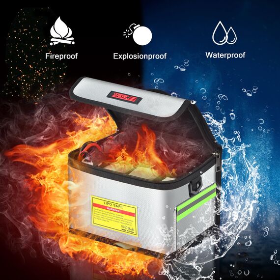 STARTRC Lipo Safe Bag Feuerfeste, explosionsgeschützte Lipo Tasche Großraum Lipo Akku Aufbewahrungsbox Schutzschalter Schutztasche zum Aufbewahren und Laden