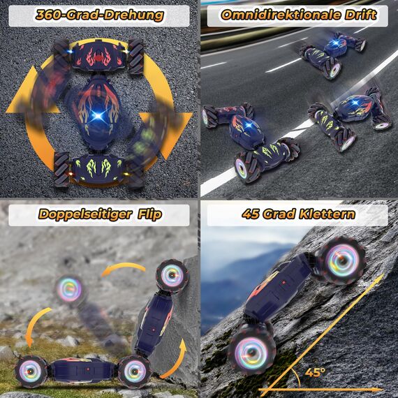 Pristar Ferngesteuertes Auto ab 6 7 8 9 10 Jahre 1:14 Stunt RC Drift 4WD 2,4 GHz 360 Drehung Ferngesteuert Auto mit Handsteuerung Weihnachten Geschenk Junge 6 7 8 9 10 11 12 Jahre Kinder Spielzeug