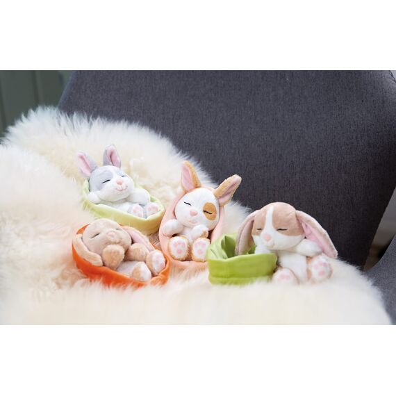 NICI Kuscheltier Hase grau 12 cm – Stofftier aus weichem Plüsch, niedliches Plüschtier im Körbchen zum Kuscheln und Spielen, für Kinder & Erwachsene, 48706, tolle Geschenkidee, hellgrau