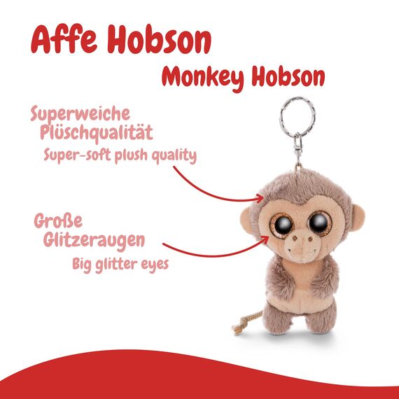 NICI 46941 Original – Glubschis Schlüsselanhänger Hobson 9cm – Affen Kuscheltieranhänger mit Schlüsselring für Schlüsselband, Schlüsselbund & Schlüsselhalter, braun/beige