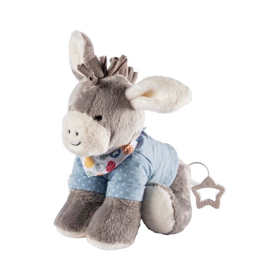 Sterntaler Spieluhr M Esel Emmi – Babyspieluhr aus Flausch & Jersey - Kuscheltier waschbar mit entnehmbarem Spielwerk, Melodie „La Le Lu“ – Einschlafhilfe ab Geburt - zuhause & unterwegs – 20x20x9 cm