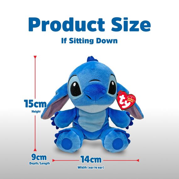 TY Disney Beanies Stitch Plüschtier - Weicher Teddy für Kinder und Babys - Kuscheliges Sammler-Stofftier, Blue