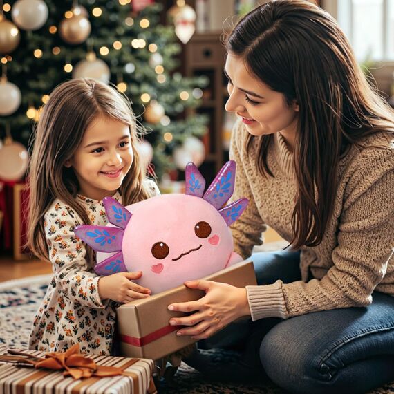 Mewali 40 cm Weiches Rosa Axolotl-Kuschelkissen – Niedliches Schmuse-Axolotl-Stofftier, Quetschbares Plüschtier für Kinder, Erwachsene und Plüschtierliebhaber, perfekt zum Kuscheln und Entspannen