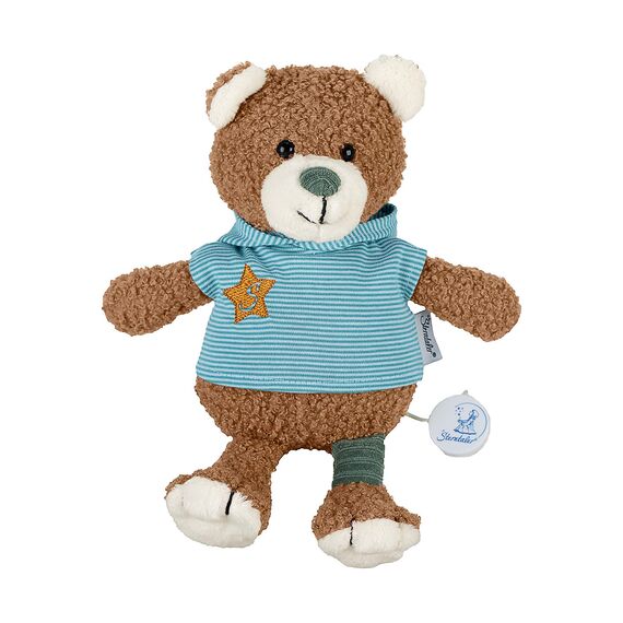 Sterntaler Spieluhr Stofftier Bär Ben aus Plüsch, Nicki und Jersey, austauschbares Spielwerk mit Schlummerlied „La Le Lu“, Greif- und Tastmöglichkeiten – 24 × 19 × 9 cm, Mehrfarbig
