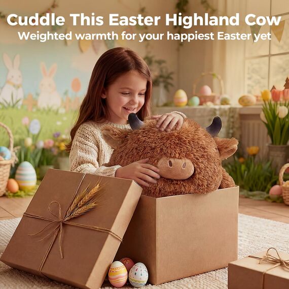 Mewaii Weighted Plüsch Gewichtstiere Hochlandrind Kuscheltier 58cm,1.8kg (4.0 lbs) Kawaii Plüschtiere für Kinder,Komfortabel und Kuschelig, Kuscheltiere für Frauen und Männer