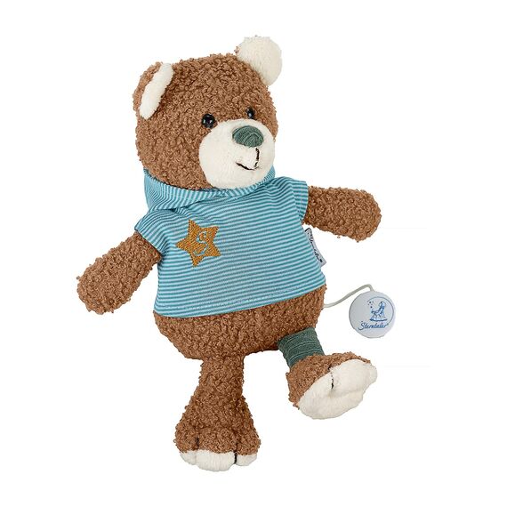 Sterntaler Spieluhr Stofftier Bär Ben aus Plüsch, Nicki und Jersey, austauschbares Spielwerk mit Schlummerlied „La Le Lu“, Greif- und Tastmöglichkeiten – 24 × 19 × 9 cm, Mehrfarbig