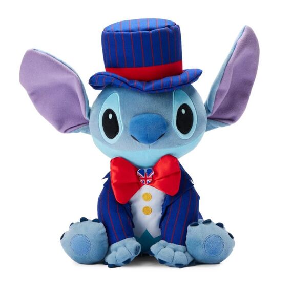 Disney Store Official - Lilo & Stitch - Stitch - Kuscheltier - 35cm/14 - Mit einem Outfit im UK-Style und Micky Maus Anstecknadel mit Union Jack - Ab der Geburt geeignet - Ab 0 Jahren