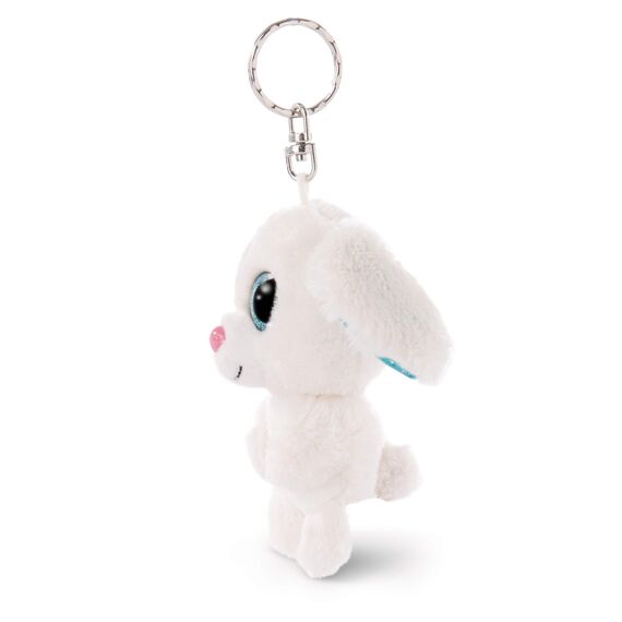 NICI Glubschis Schlüsselanhänger Hase Wolli-Dot 9cm, Plüschtieranhänger mit Schlüsselring, Stofftierschlüsselhalter, Blau, Weiß