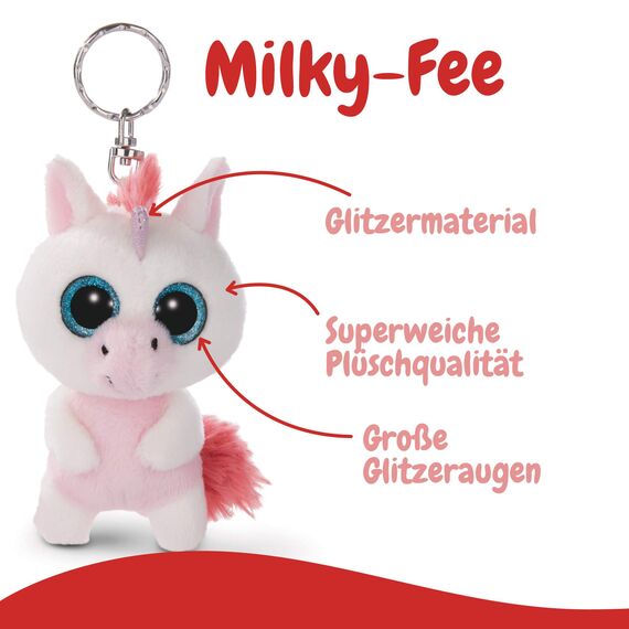 NICI Glubschis: Das Original – Glubschis Schlüsselanhänger Einhorn Milky-Fee 9 cm – Einhorn Kuscheltieranhänger mit Schlüsselring für Schlüsselband, Schlüsselbund & Schlüsselhalter, Unisex– 45551
