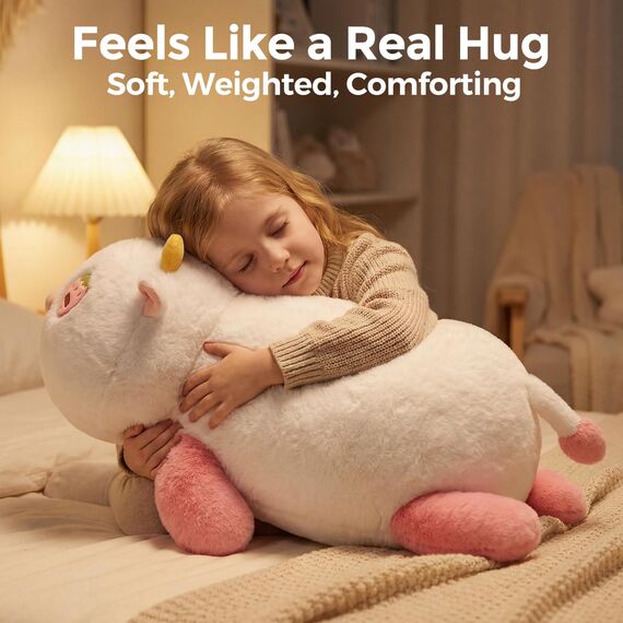 Mewaii Weighted Plüsch Erdbeer Kuh Kuscheltier 58cm,1.8kg (4.0 lbs) Kawaii Plüschtiere für Kinder,Komfortabel und Kuschelig, Kuscheltiere für Frauen und Männer