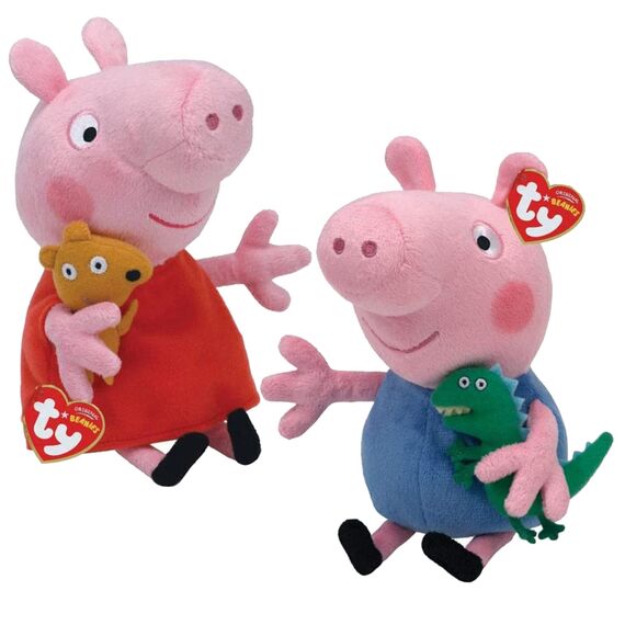 Ty Peppa Pig & George Pig 10 Zoll Multipack - Beanie Baby Weiche Plüschtiere - Sammlerstück Kuscheltiere