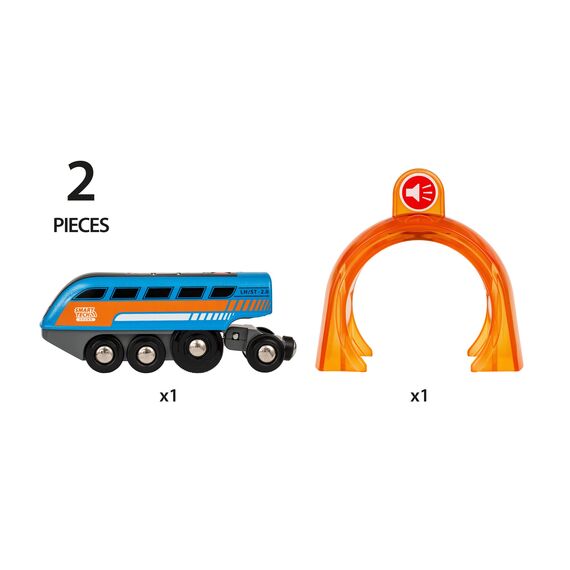 BRIO World 33971 Smart Tech Sound Lok mit Aufnahmefunktion - Elektrischer Zug mit Tunnel - Interaktives Spielzeug empfohlen ab 3 Jahren