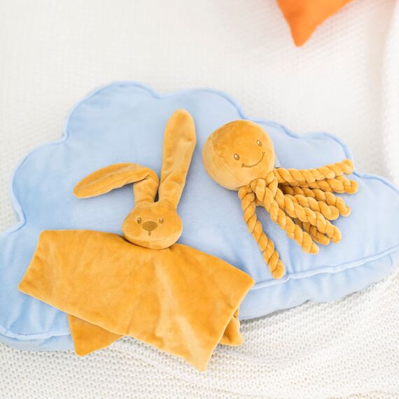 Nattou 877534 Kuscheltier Oktopus, Für Neugeborene und Frühchen, 23 cm, Lapidou, Ocker
