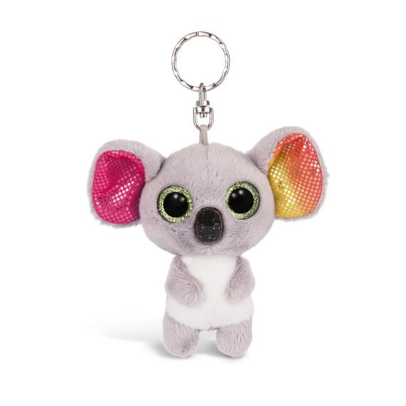 NICI 46310 Glubschis Koala Miss Crayon 9cm Schlüsselanhänger, Plüschtieranhänger mit Schlüsselring, Stofftierschlüsselhalter, graun/bunt