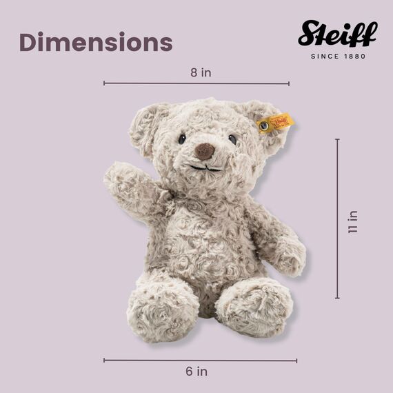 Steiff Soft Cuddly Friends Honey Teddybär hellgrau 28 cm, Teddy aus flauschigem Plüsch, Grau