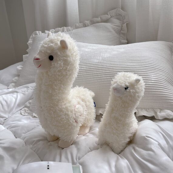 Celawork Alpaka Kuscheltier, Stand Alpaka Plüschtier, kuschel alpaka, Lama Stofftier Geschenk für Kinder Mädchen Jungen(25cm, Weiß) (Packung mit 2)