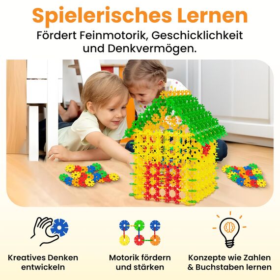 Smart-Planet 400 Steckblumen in Dose - Kinder Motorikspielzeug ab 3 Jahre - Schneeflocken zum Stecken 3,3 cm - Lernspielzeug - Steckbausteine Stecksteine zum Bauen - Geschenkidee