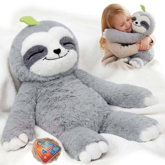 Mewaii 1,8 kg Faultier Gewicht Kuscheltier, Niedliches Plüschtier mit Beschwertem Bauch und Gliedmaßen für Realistische Umarmung und Angenehme Entspannung, Faultier Geschenke für Kinder