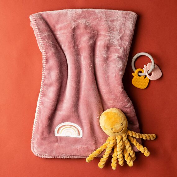 Nattou 877534 Kuscheltier Oktopus, Für Neugeborene und Frühchen, 23 cm, Lapidou, Ocker