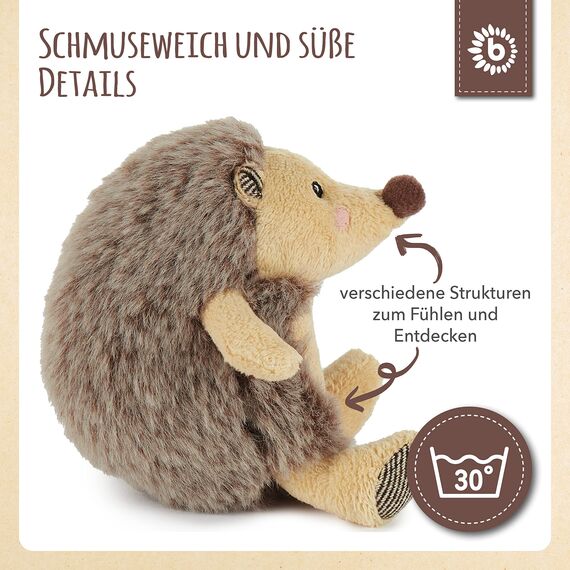 Bieco Plüschtier Igel Baby mit Rassel | ca. 12 cm | Niedliches Kuscheltier | Rassel | Schlafhilfe