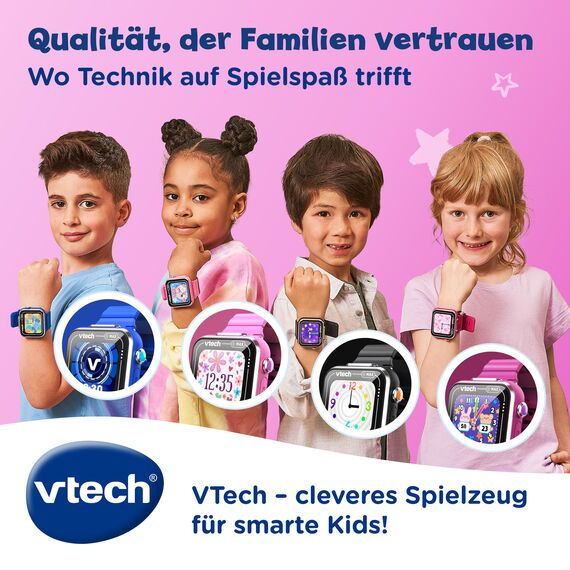 Vtech KidiZoom Smart Watch MAX Pink I Kinder-Smartwatch mit Duokamera I Touchscreen I 1,69 Zoll I Spiele, Apps, Musik I mit Elternkontrolle I spritzwasserfest I Für Kinder von 5–12 Jahre