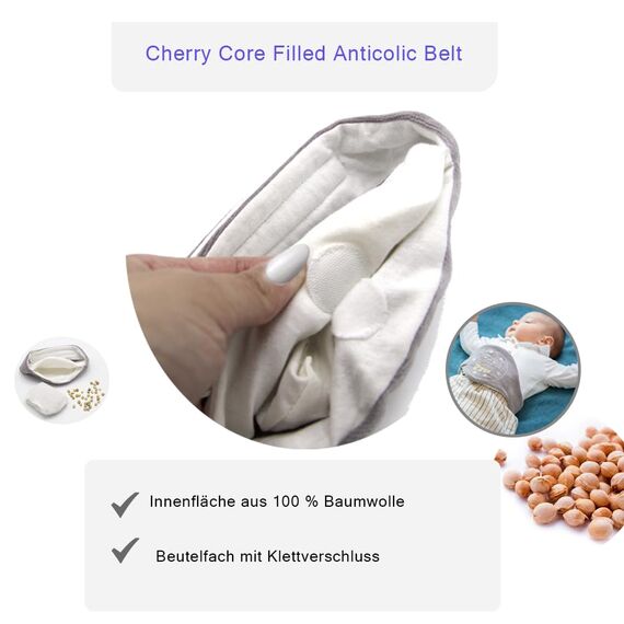 Babyjem Kirschkernkissen - Größenverstellbarer Wärmekissen für Babys - Dinkelkissen ideal geeignet bei Bauchschmerzen & Blähungen - Körnerkissen aus 100% Baumwolle Grau