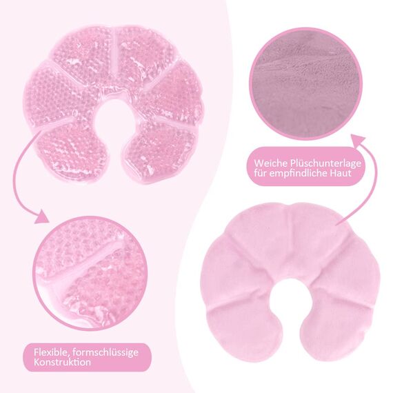 NEWGO 3-in-1 Kühlpads Brust Stillen, 2 Stück Kühlpads für die Brust, Weicher Stoff Zurück Fleece(Rosa) 20cm X 17cm