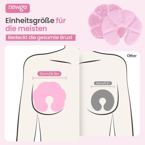 NEWGO 3-in-1 Kühlpads Brust Stillen, 2 Stück Kühlpads für die Brust, Weicher Stoff Zurück Fleece(Rosa) 20cm X 17cm