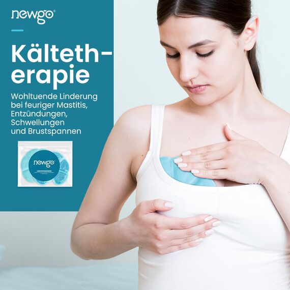 NEWGO 3-in-1 Groß Kühlpads Brust Stillen, 2 Stück Still Kompressen Kühlpads & Wärmekissen für die Brust, Brusttherapie, Weicher Stoff Zurück Fleece(Blau)20cm X 17cm